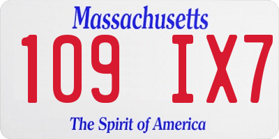 MA license plate 109IX7