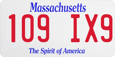 MA license plate 109IX9