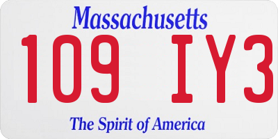 MA license plate 109IY3