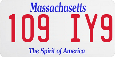 MA license plate 109IY9