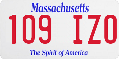 MA license plate 109IZ0