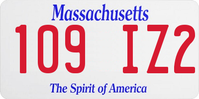 MA license plate 109IZ2