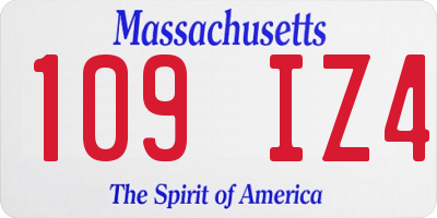 MA license plate 109IZ4