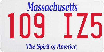 MA license plate 109IZ5