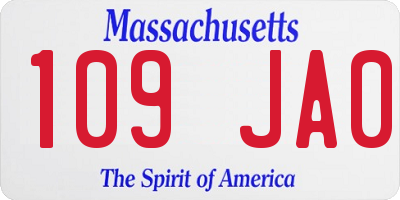 MA license plate 109JA0