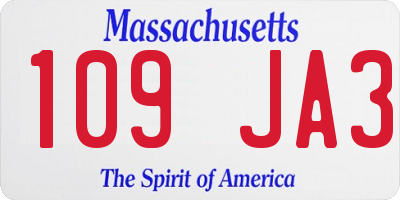 MA license plate 109JA3