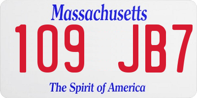 MA license plate 109JB7
