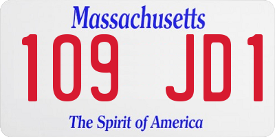 MA license plate 109JD1