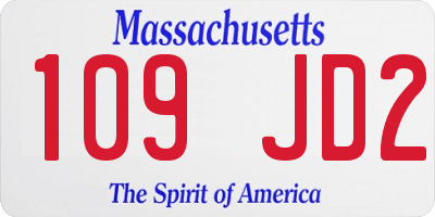 MA license plate 109JD2