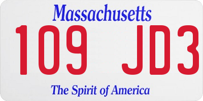 MA license plate 109JD3