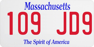 MA license plate 109JD9
