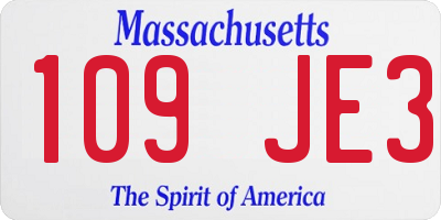 MA license plate 109JE3
