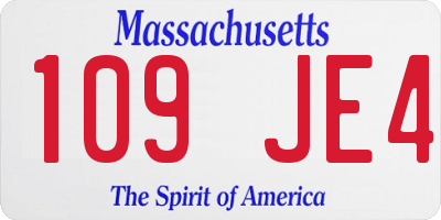 MA license plate 109JE4