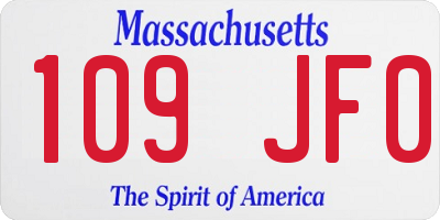 MA license plate 109JF0