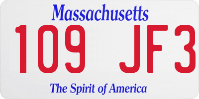 MA license plate 109JF3
