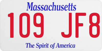 MA license plate 109JF8