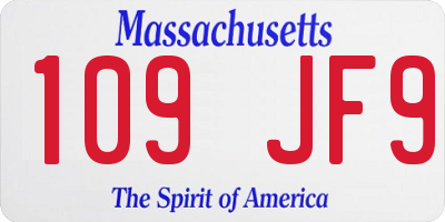 MA license plate 109JF9