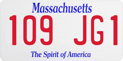 MA license plate 109JG1