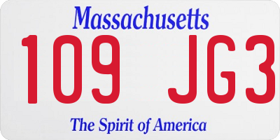 MA license plate 109JG3