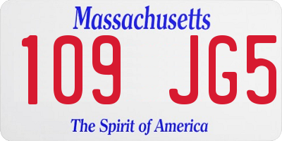 MA license plate 109JG5