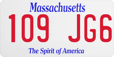 MA license plate 109JG6