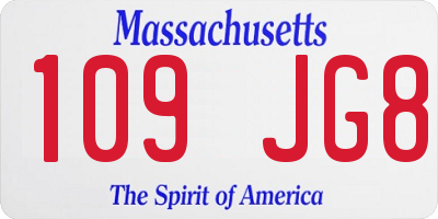 MA license plate 109JG8