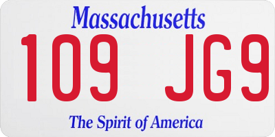 MA license plate 109JG9