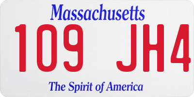 MA license plate 109JH4