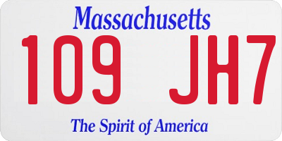 MA license plate 109JH7