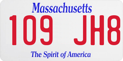MA license plate 109JH8