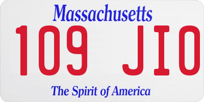 MA license plate 109JI0