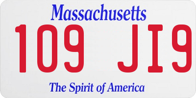 MA license plate 109JI9
