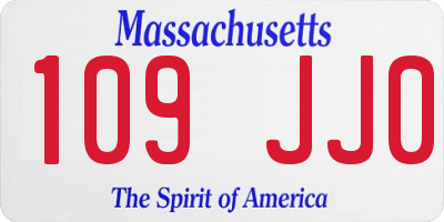 MA license plate 109JJ0