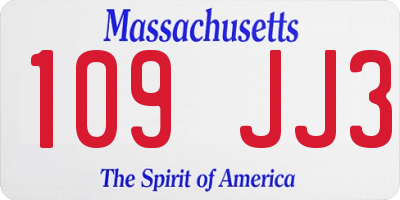 MA license plate 109JJ3