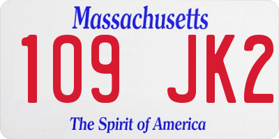 MA license plate 109JK2