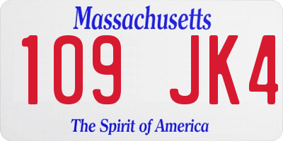 MA license plate 109JK4