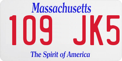 MA license plate 109JK5