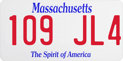MA license plate 109JL4