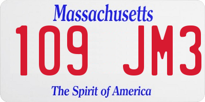 MA license plate 109JM3