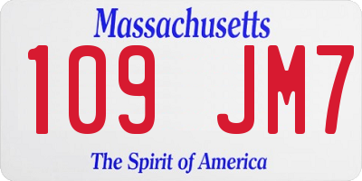 MA license plate 109JM7