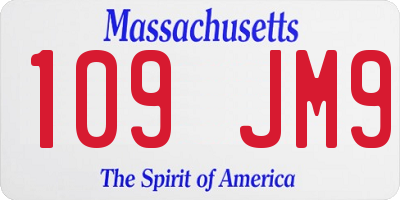 MA license plate 109JM9