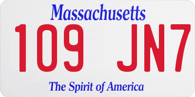 MA license plate 109JN7