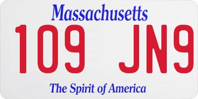 MA license plate 109JN9