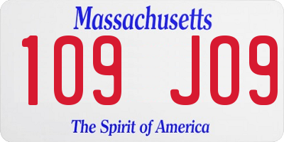 MA license plate 109JO9