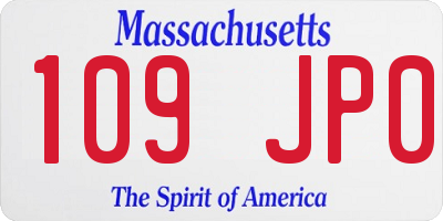 MA license plate 109JP0