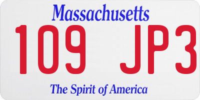 MA license plate 109JP3