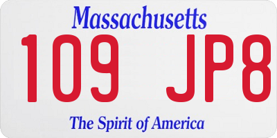 MA license plate 109JP8