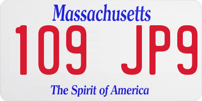 MA license plate 109JP9