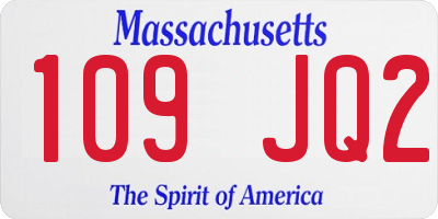 MA license plate 109JQ2