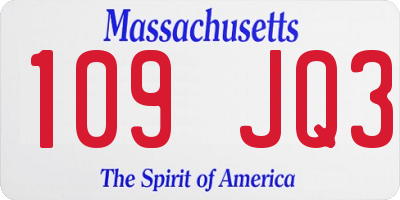 MA license plate 109JQ3